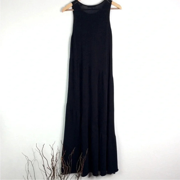 VINCE Asymmetrical Tiered Cotton Knit Sleeveless Midi Dress - Picture 4 of 6